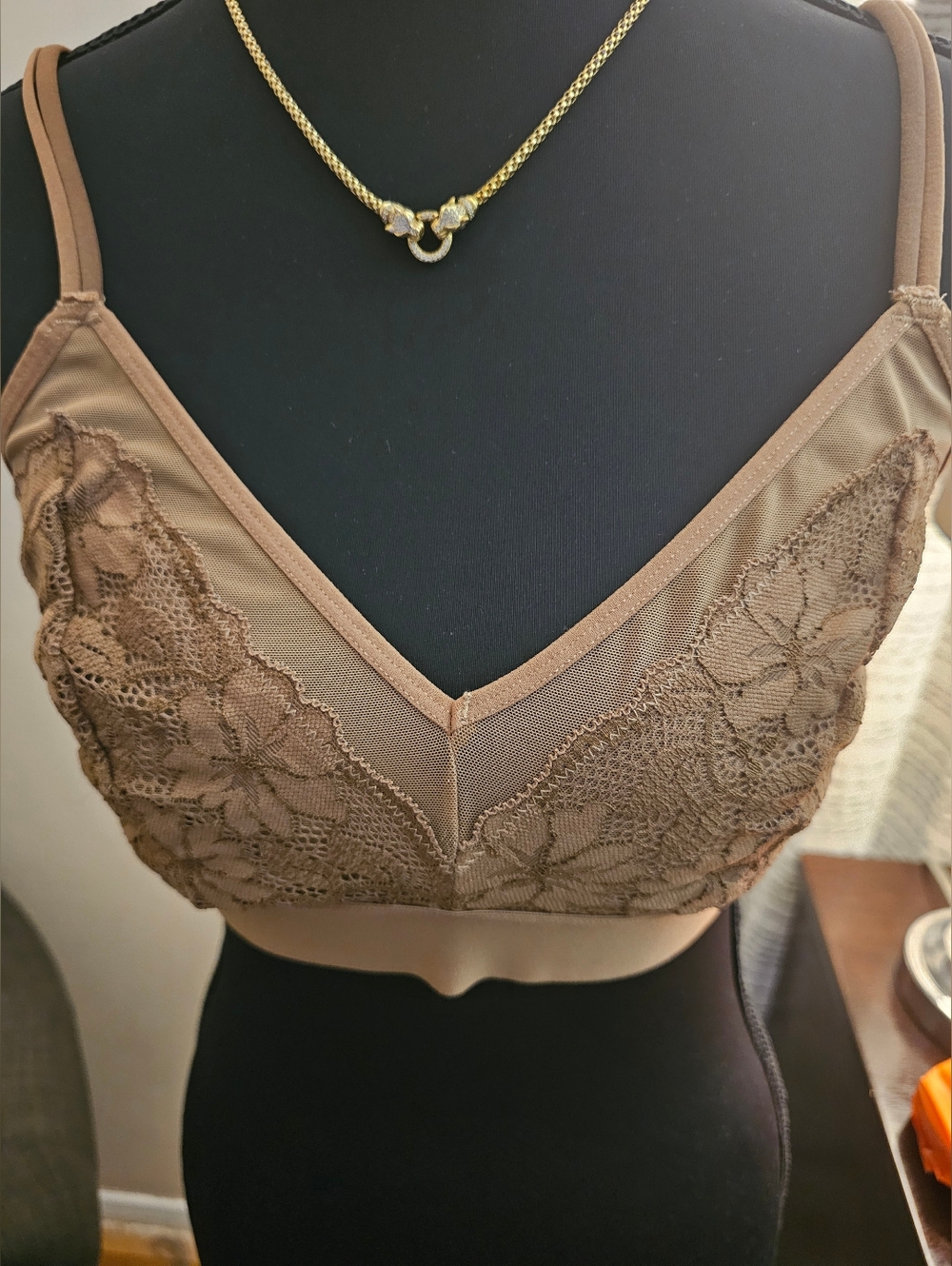 Wireless Lace Bralette in Brown -New Never Worn